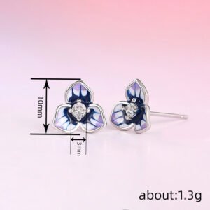 Morning Glory Oil-drop Stud Earrings For Women With Micro-paved Zircon