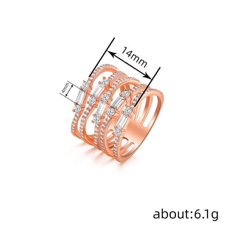 Micro-pave Diamond-studded, Color-block Zircon Cross Ring - Image 4