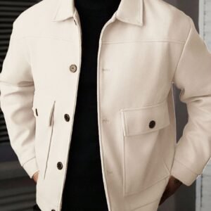 Men's Lapel Jacket Workwear Style Short Top
