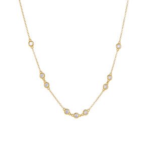 925 Sterling Silver Classic Layered Diamond-Encrusted Necklace For Women