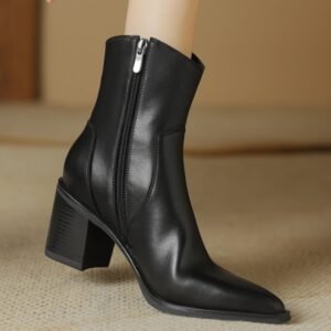 Women's Vintage Mid-Calf Western Cowboy Boots In Full Leather AutumnWinter Style