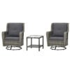 Patio Bistro Set, Porch Furniture With 360 Rotation & Rocking Function,, Gray