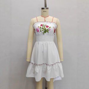 Retro Floral Print Patchwork Ruffle Dress
