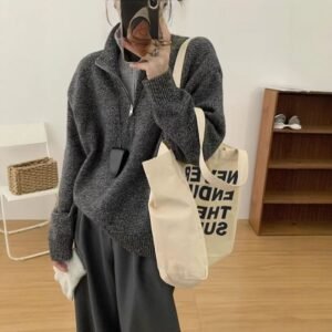Casual Versatile Loose False Two Pieces Advanced Design Sweater