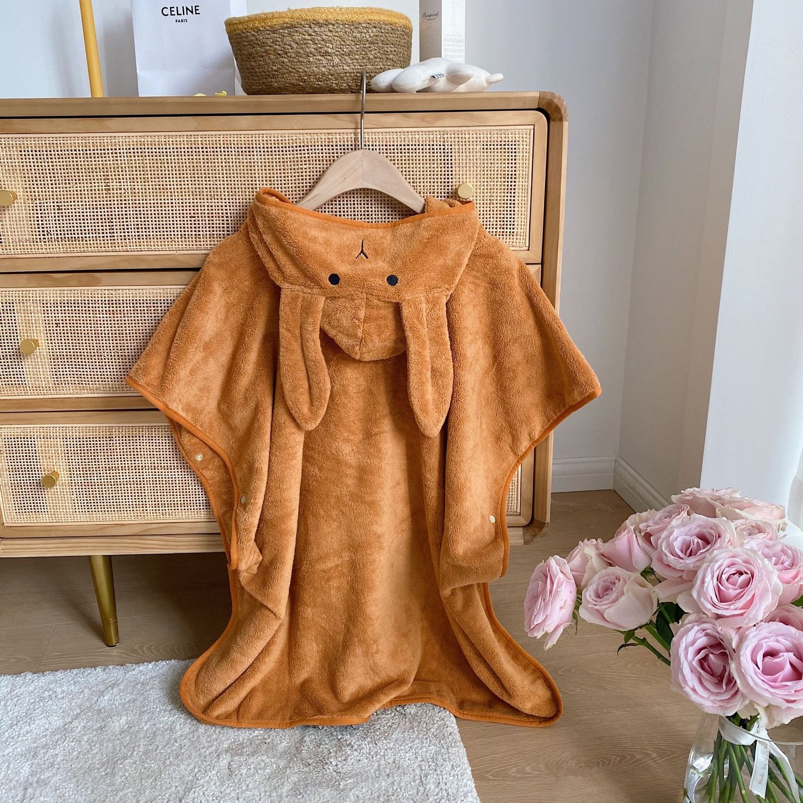 Rabbit Ears Children's Baby Infant Hooded Cloak Bath Towel Nightgown Bathrobe - Image 5