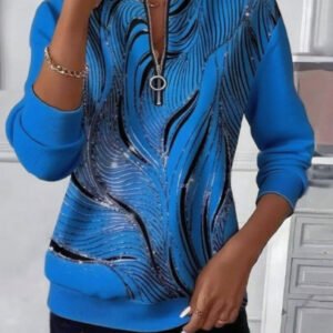 Printed Raglan Sleeve Long-sleeved Women's Sweatshirt