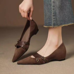 French-style Vintage Pointed-toe Low-cut Womens Flats