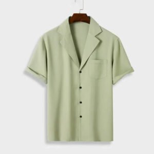 Men's Short-sleeved Striped Lapel Fashion Printed Shirt