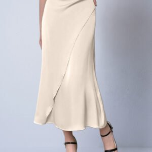 Autumn New Faux Silk Midi Skirt Satin