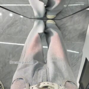 Plus Size American Retro Distressed Rhinestone Jeans