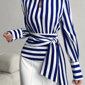 Vintage Scarf-Neck Long-Sleeve Elegant Shirt For Women