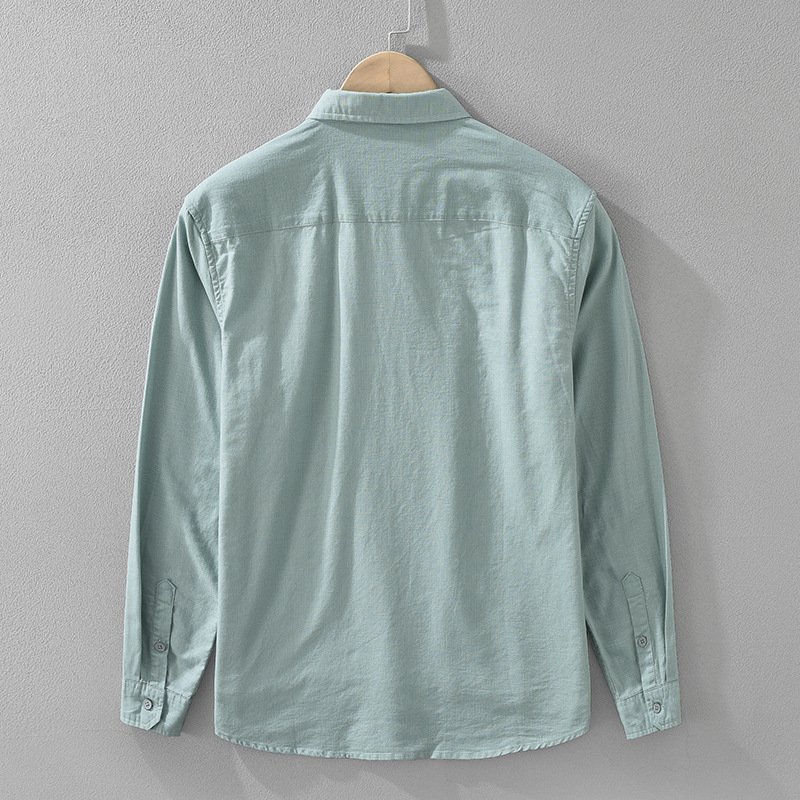 Men's Japanese Cotton Linen Long Sleeve Blouse Fashion All-matching - Image 2