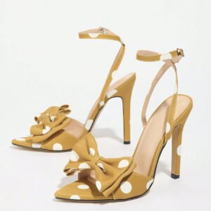 Elegant High-end Silk Heels With A Delicate Polka-dot Pattern And A Refined Bowsoft Graceful And Utterly Sophisticated