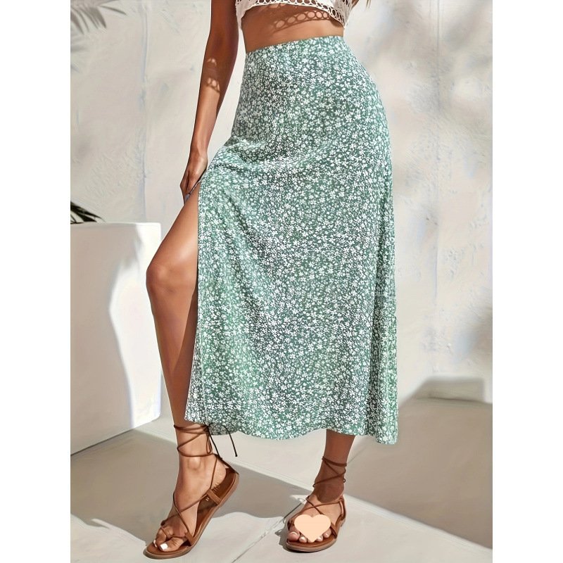 Floral Split New Chinese Style Skirt Fairy Dress For Women - Image 2