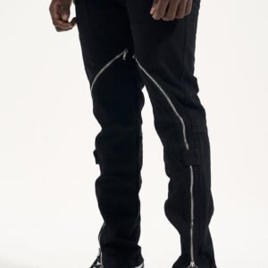 Men's Full-open Zipper And Same Style Tide Brand Distressed Jeans