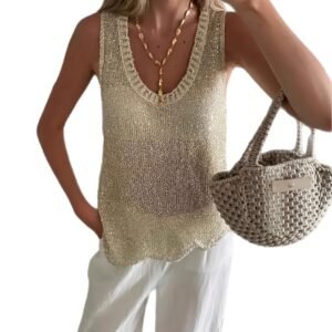 Versatile Loose-fit Sleeveless Sexy V-neck Top For Women