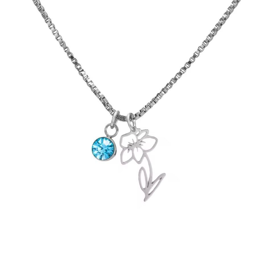 December Birthstone Flower Design Necklace For Women - Image 6