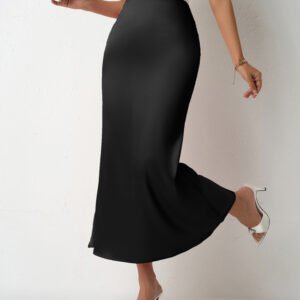 SpringSummer New Slim Satin Midi Skirt