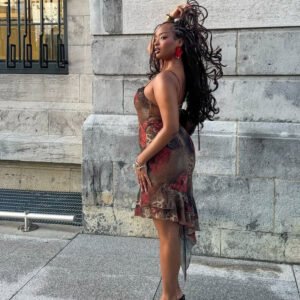 New Sexy Figure-hugging Asymmetrical Printed Slip Dress
