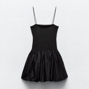 Off-the-shoulder Stretchy Thin-strapped Ruffled Patchwork Dress