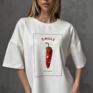 Minimalist Niche Sweet-and-cool Chili-print Versatile Top