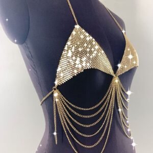 Sequined Tube Top Halterneck Vest