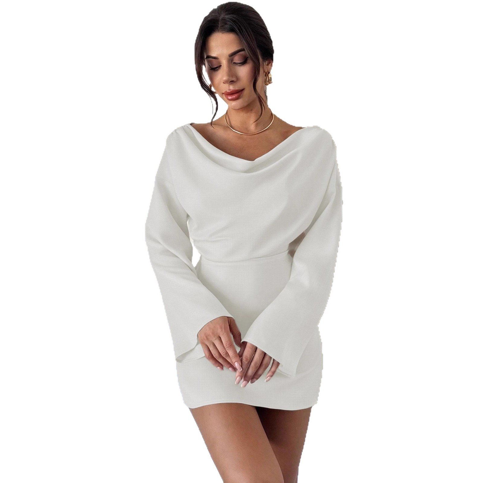 New Stylish And Elegant Long-sleeve Patchwork Dress - Image 5