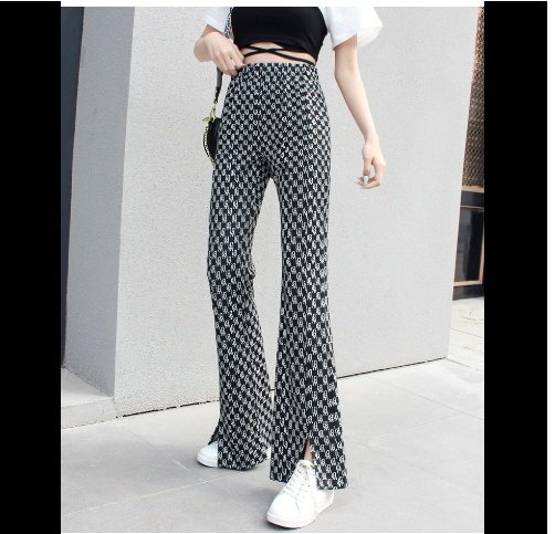 Designed High Waisted Printed Letters With Slits - Image 6