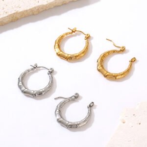 High-End Bamboo-Section Stainless Steel Earrings