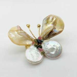 Handwoven Epoxy Shell Butterfly Brooch