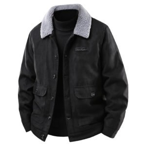 Men's Suede Collar Fleece-lined Thickened Jacket
