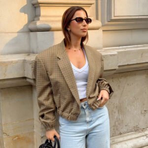 Fashionable Loose Short Plaid Coat For Women