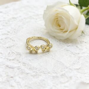 Bow-Knot Womens Micro-Pave Diamond Commuter Ring