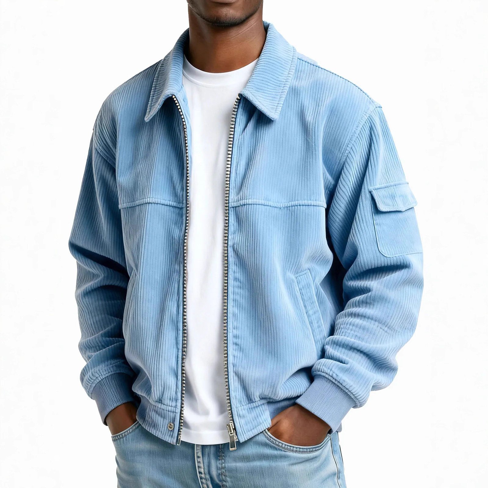 New Men's Retro Corduroy Fashion Casual Long Sleeve Pocket Jacket Men - Image 4