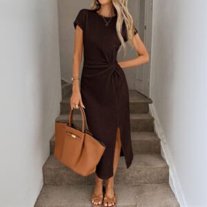 Slit Midi Dress For Womensophisticated And Elegant