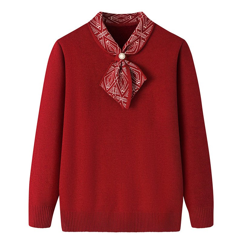 Women's Half Turtleneck Western Style Velvet Thickening Sweater - Image 6