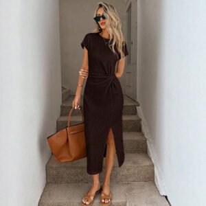 Slit Midi Dress For Womensophisticated And Elegant