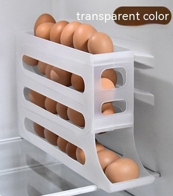 Refrigerator 4-Layer Automatic Egg Roller Sliding Egg Tray Refrigerator Side Door Large Capacity Holder Egg Storage Box Kitchen Gadgets - Image 9