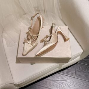 High Heel Shoes Back Empty Thick Heel Bowknot Sandals