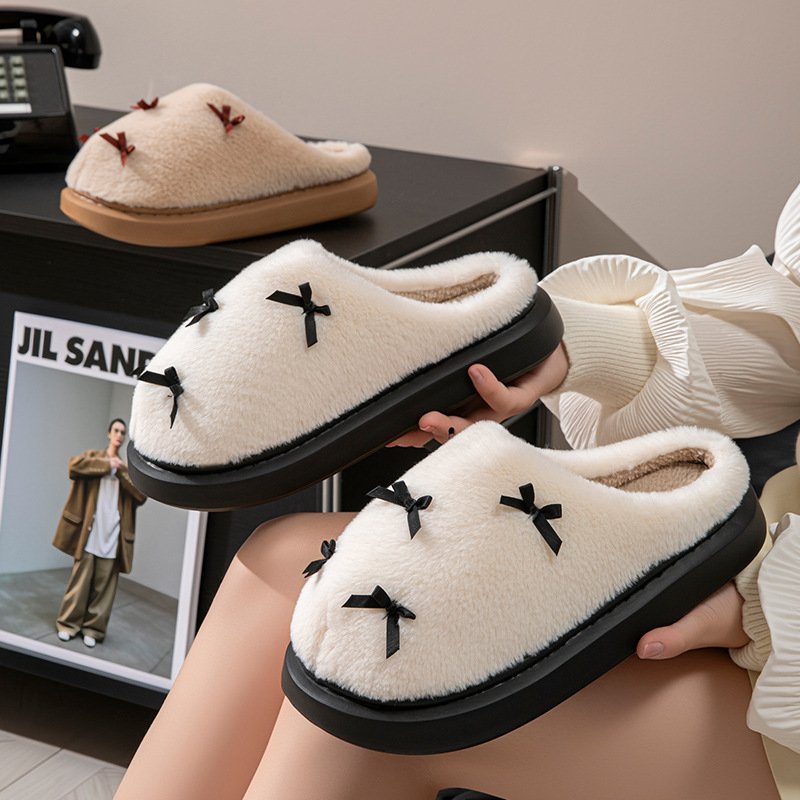 Autumn And Winter New Warm And Anti-slip Maternity Shoes With Cute Bow - Image 2