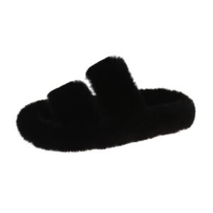 Double Strips Of Foreign Trade Hot Style Flat Bottomed Indoor Warm Slippers