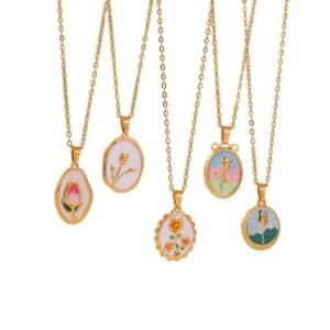 French Rose Round Disc Minimalist Luxury Necklace