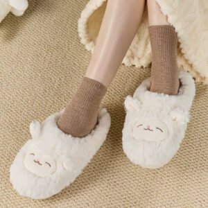 Warmth-Keeping Cotton Slippers For Couples Mens Non-Slip Fuzzy Indoor Postpartum Shoes