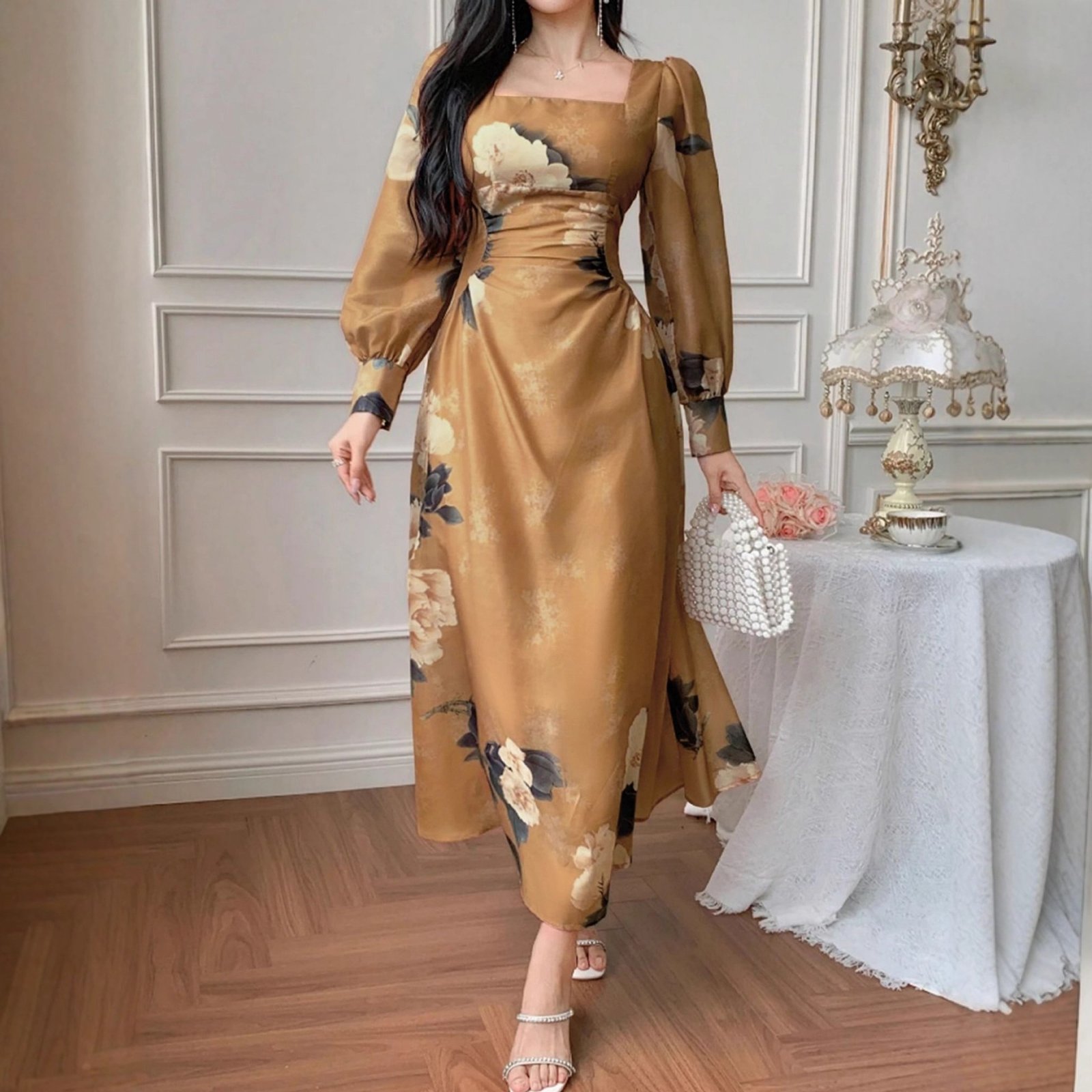 Stylish Womens Dress With Lantern Sleeves, Versatile And Trendy