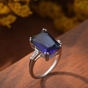 Large Blue Zircon Vintage Women's Ring
