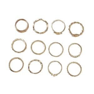 12-Piece Set Of Hollow Geometric Statement Rings