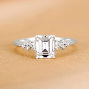 S925 Sterling Silver Pave-set Rectangular Zircon Ring