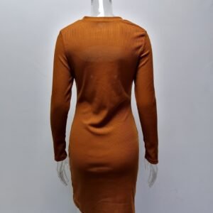 Fashionable And Sexy Long-sleeve Dress With A Hollowed-out Chest Design