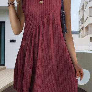 Irregularly Brushed Solid-Color Sleeveless Jumpsuit For Women