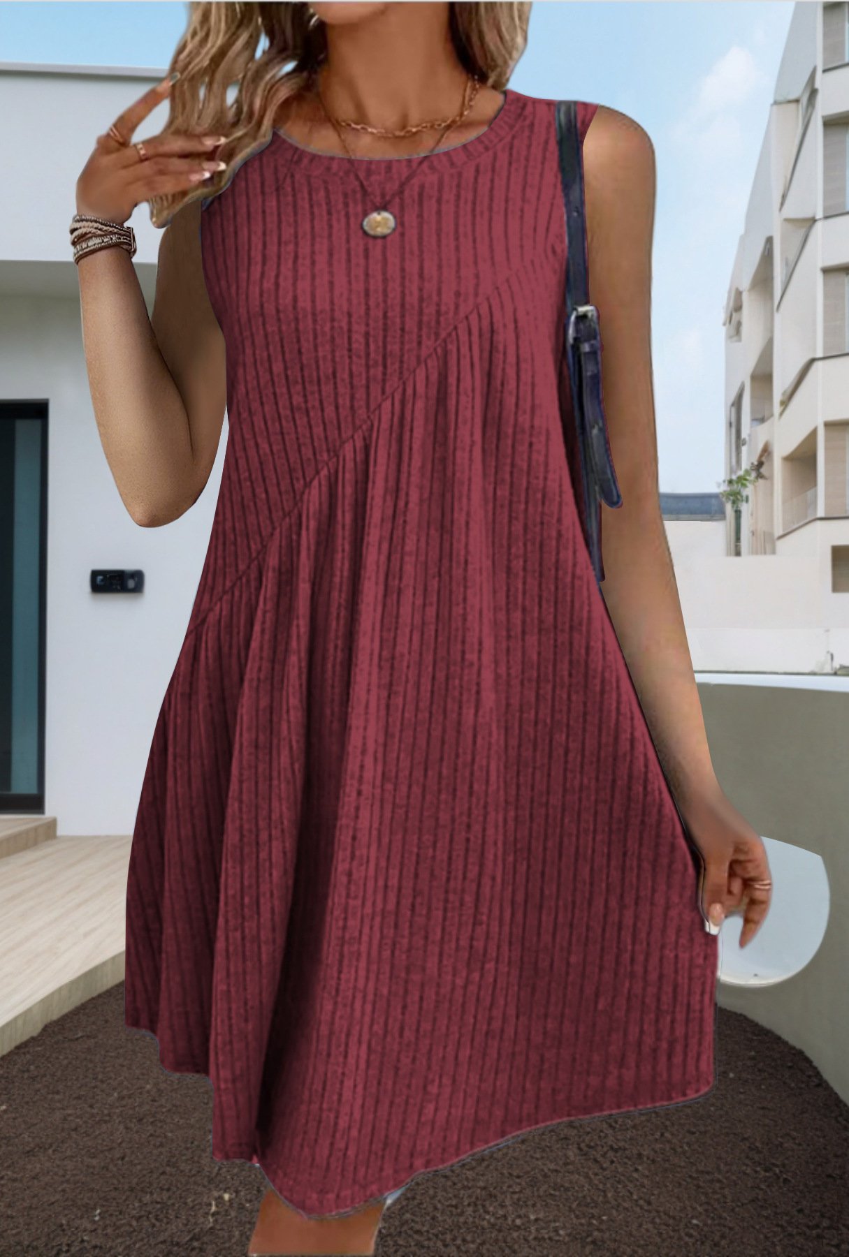 Irregularly Brushed Solid-Color Sleeveless Jumpsuit For Women - Image 10